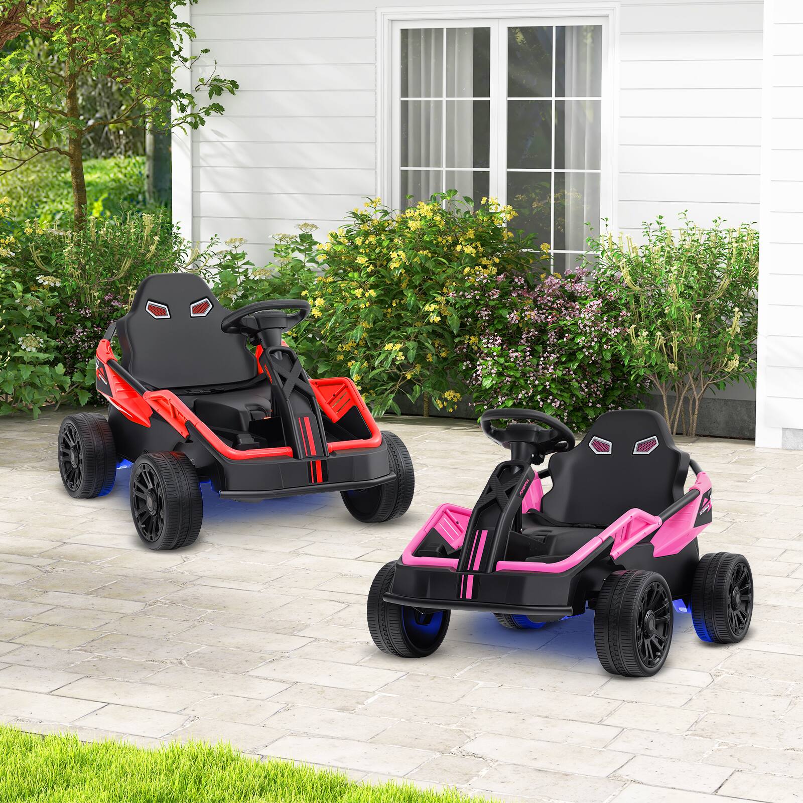 Angle. SlickBlue - Big Kids 12V Ride-On UTV with Music and Parental Remote - Pink.