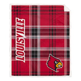 Pegasus - Louisville Cardinals 50" x 60" Playmaker Plaid Ultra Cozy Sherpa Throw - Multicolor