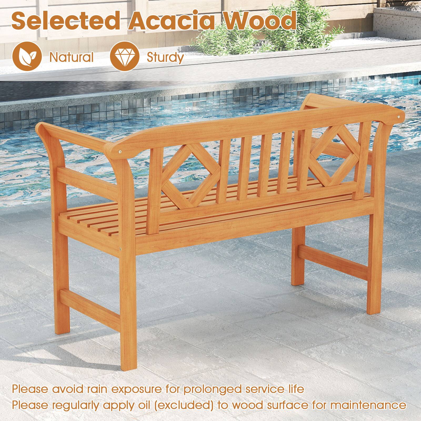 Selected Acacia Wood

Natural Sturdy

Please avoid rain exposure for prolonged service life

Please regularly apply oil (excluded) to wood surface for maintenance