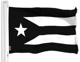 G128 - Puerto Rico Flag 3x5 Ft 150D Polyester Indoor/Outdoor - Black and White