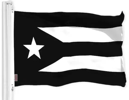 Front. G128 - G128 Puerto Rico Black and White Flag 3x5 Ft 150D Polyester Indoor/Outdoor - Black and White.