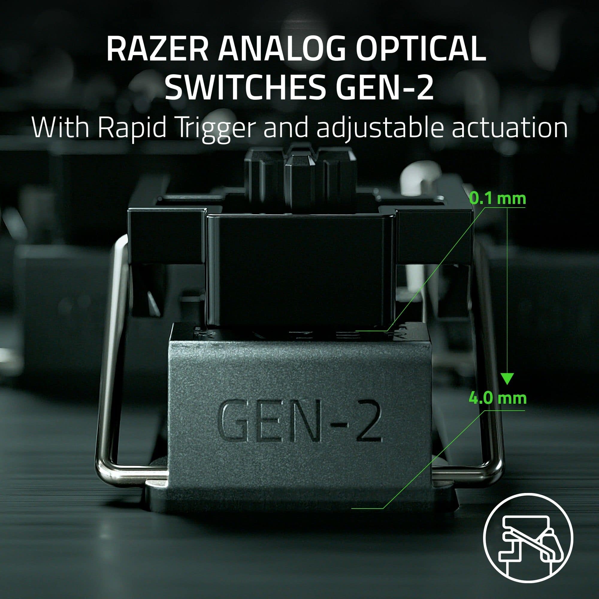 RAZER ANALOG OPTICAL SWITCHES GEN-2 WITH RAPID TRIGGER AND ADJUSTABLE ACTUATION 0.1 MM GEN-2 4.0 MM