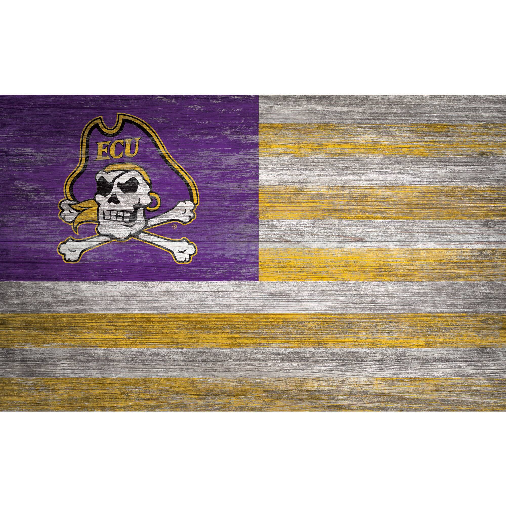 ECU Pirates 11'' x 19'' Distressed Flag Sign