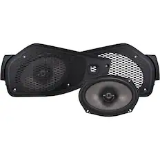 Front. MB Quart - Tuned 6" x 9" Coaxial Car Speakers with Paper Cones (Pair) - Black.