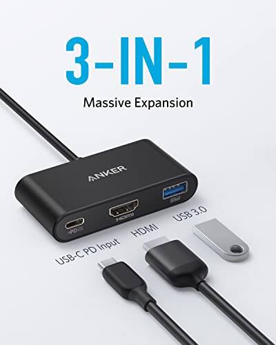 3-IN-1 Massive Expansion  
ANKER HOMI USB 3.0 PPD HDMI PD Input USB-C