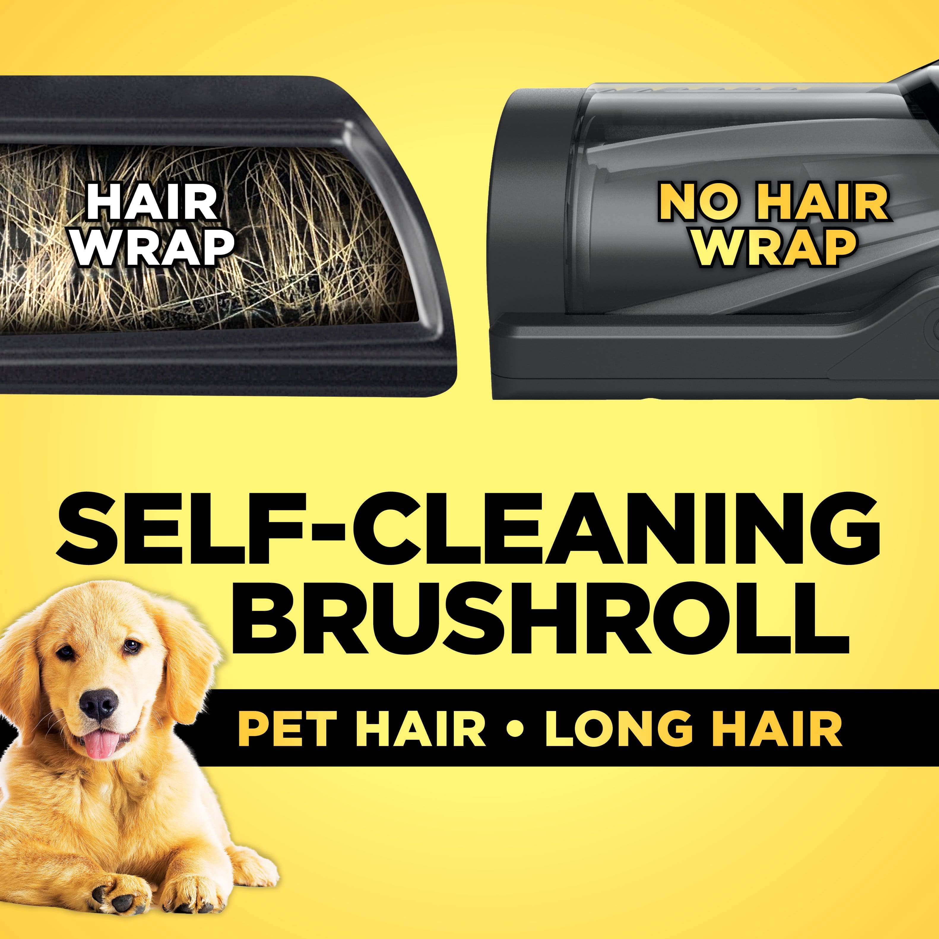 Hair Wrap No Hair Wrap Self-Cleaning Brushroll Pet Hair Long Hair