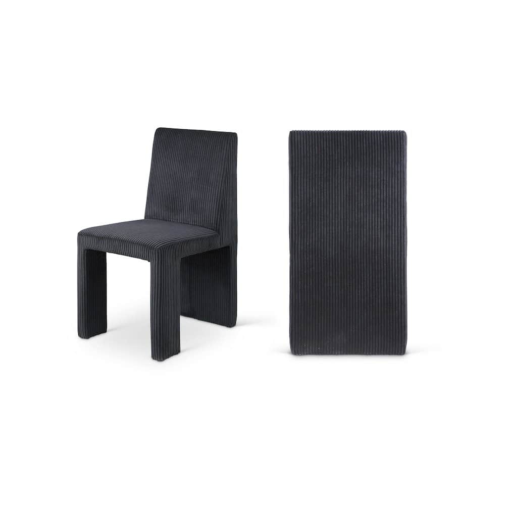 Meridian Furniture - Benson Microsuede Corduroy Fabric Dining Chair, Set of 2 - Black