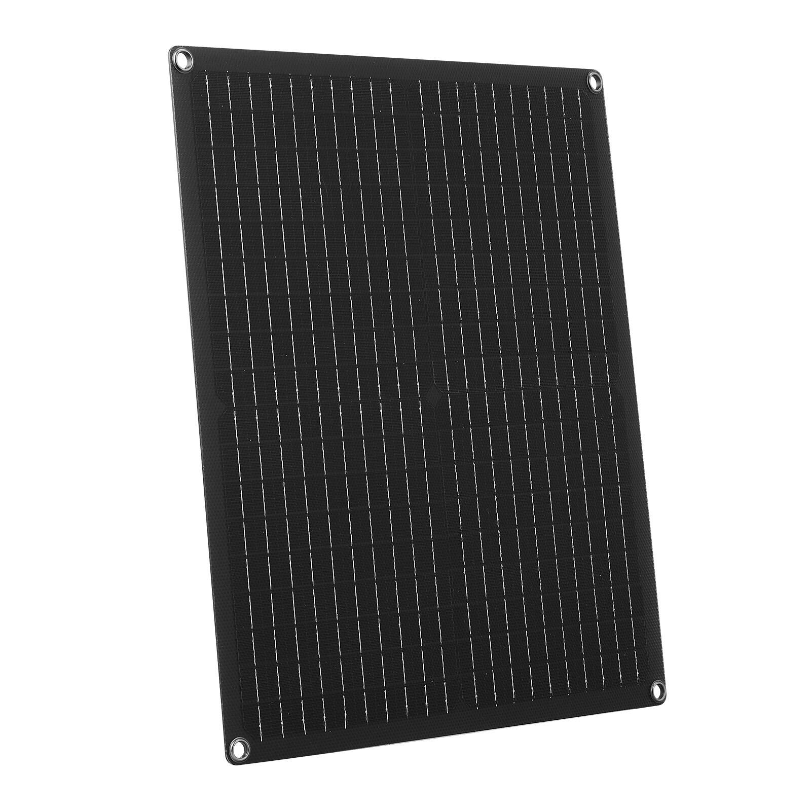 Alt View 5. VEVOR - 30W 12V Solar Panel Battery Charger, Solar Battery Trickle Charger Maintainer with Built-in Smart Controller - Black.