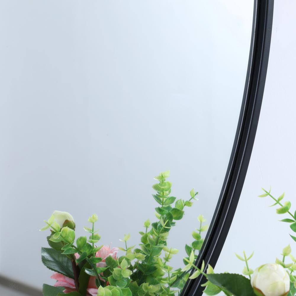 Alt View 4. Elegant Decor - Metal frame oval mirror 34 inch in Black - Black.