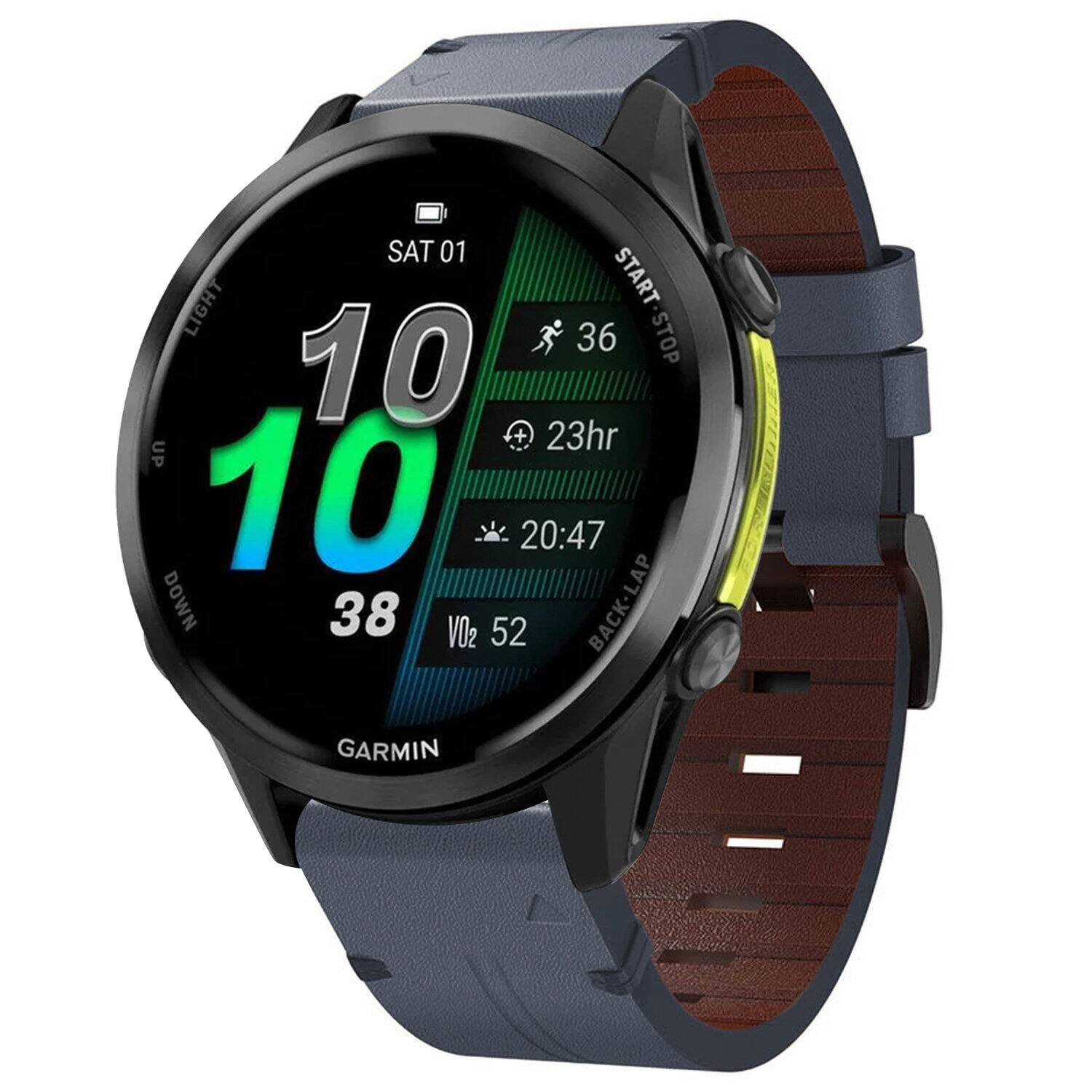SAT 01 LIGHT START 36 STOP 10 + + 23hr UP 10 20:47 LAP DOWN 38 VO2 52 BACK-LAP GARMIN