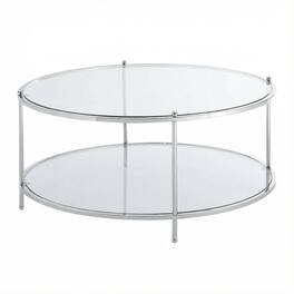 FurniFact - Coffee Table with Chrome Frame and Tempered Glass Surface - Clear Glass