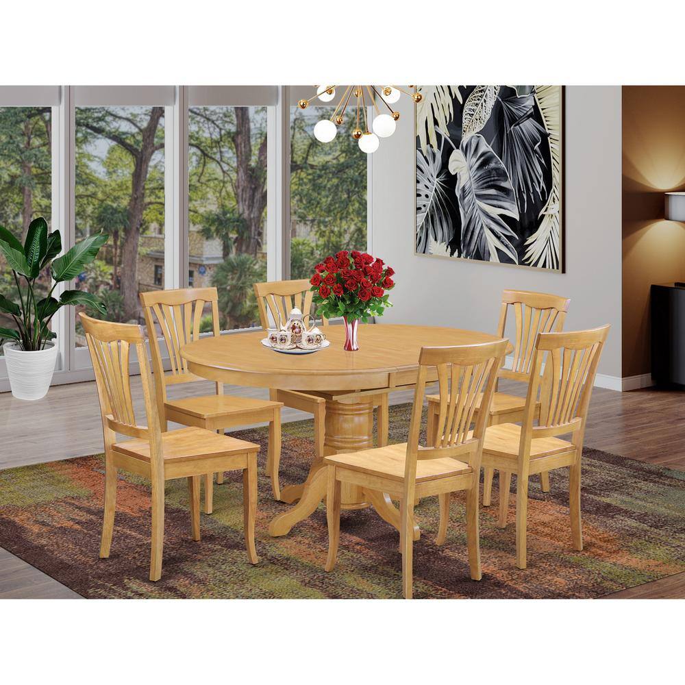 Back. East West Furniture - 7 PcKitchen Table set - Dinette Table and 6 Dining Chairs - Oak.