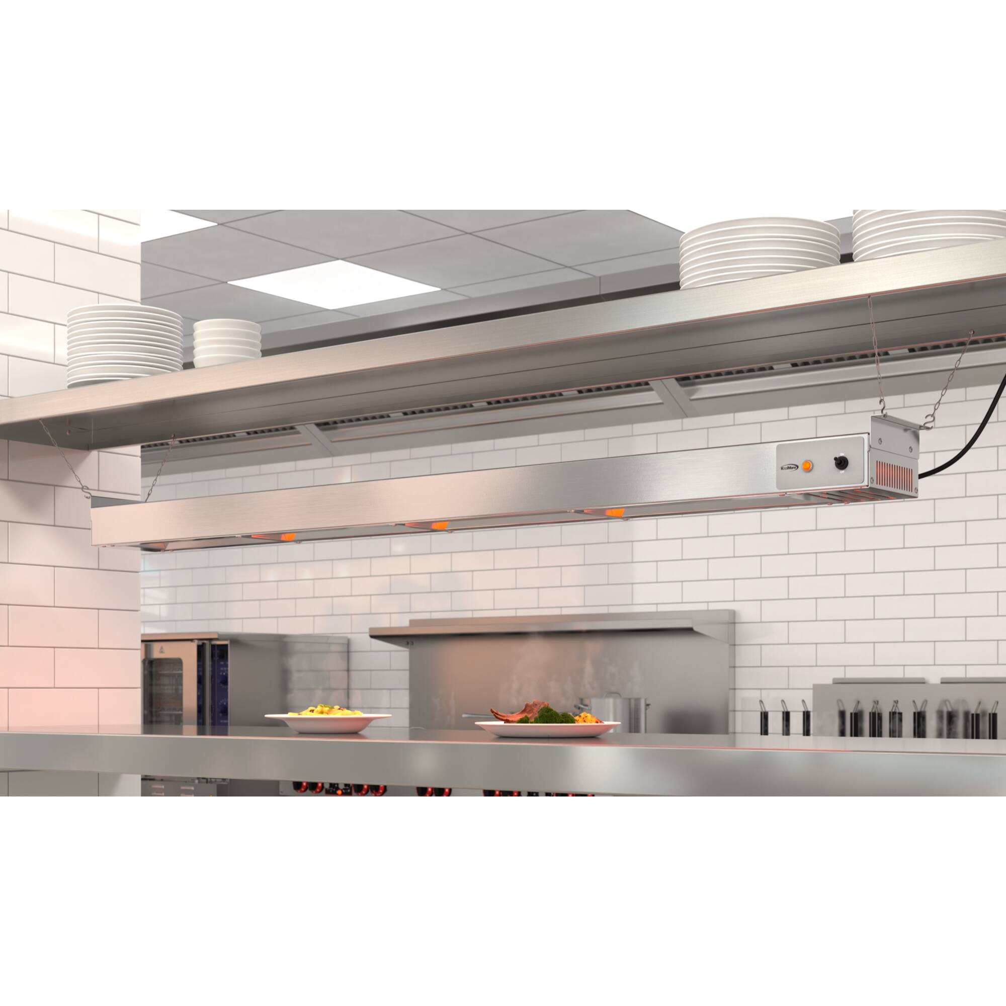 Back. Koolmore - 60 in. High Wattage Commercial Food Strip Warmer with Toggle Controls and Cord - 120V, 1550W, UL Listed - Silver.