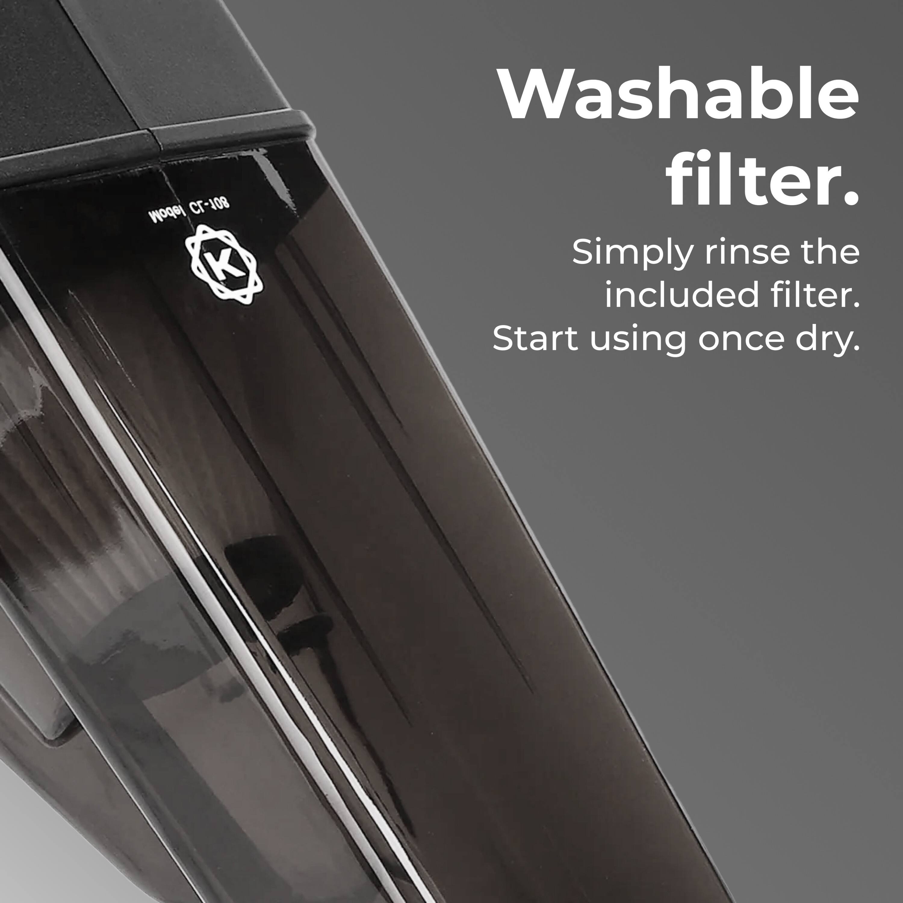 Model 801-75 K Washable filter. Simply rinse the included filter. Start using once dry.