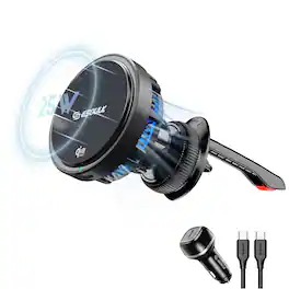 Esoulk - 25W Fast iPhone Duo iPhone 18 17 Pro Max Magnetic Wireless Charger Air Vent Phone Mount for Car - Black
