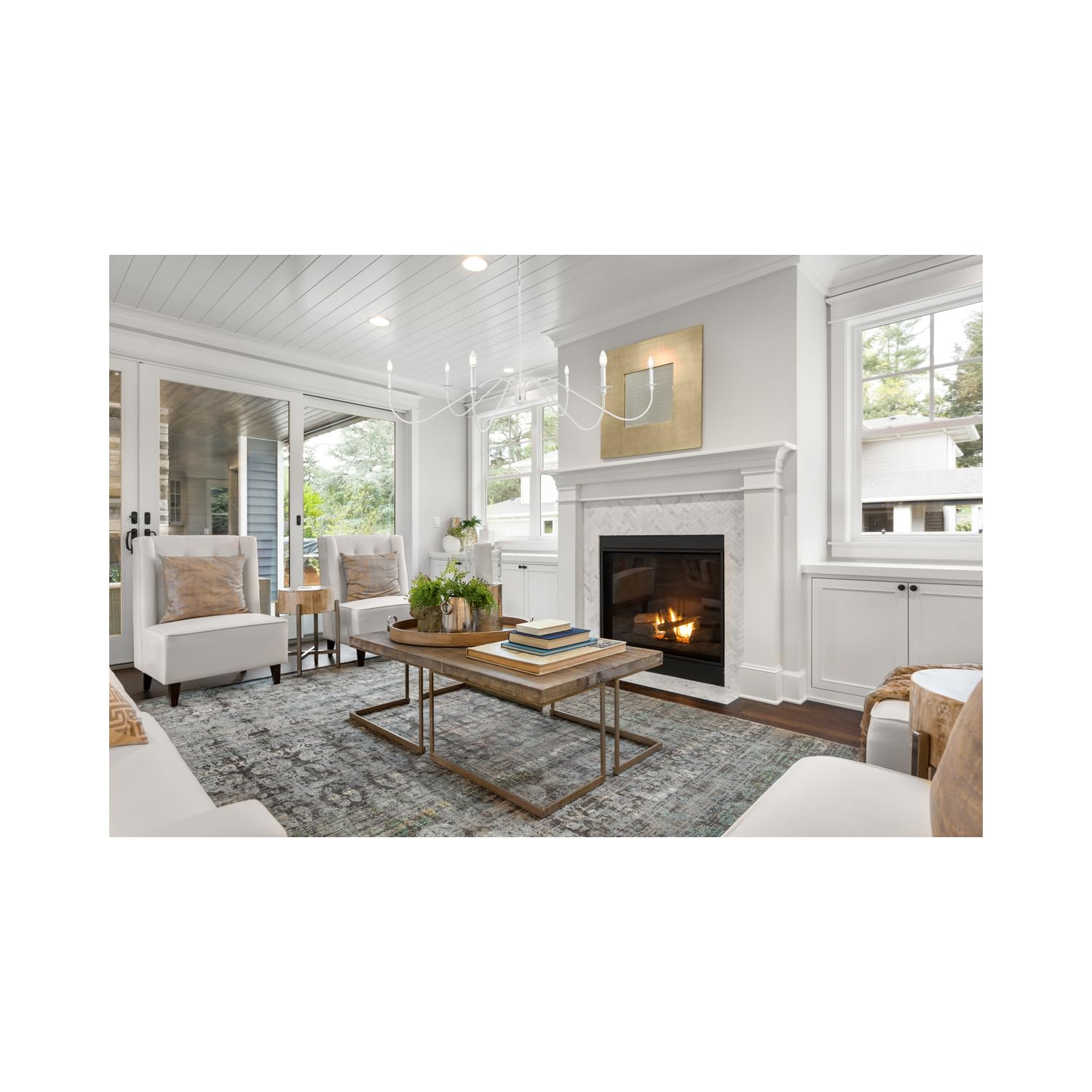 Alt View 4. Living District - Rohan 60 inch chandelier in White - White.