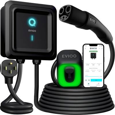 EVIQO NACS Charger for Tesla 40 Amp Plug-in Level 2 EV Charger w NEMA 14-50 Plug, Wall EV Charger Level 2, 25ft Cable, WiFi (2.4 GHz) Smart App - EVIQO NACS Charger for Tesla 40 Amp Plug-in Level 2 EV Charger w NEMA 14-50 Plug, Wall EV Charger Level 2, 25ft Cable, WiFi (2.4 GHz) Smart App -