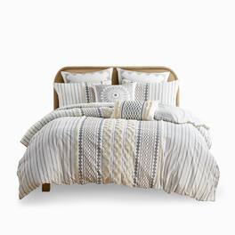 Gracie Mills - Modesto Printed Cotton Comforter Set with Chenille - Ivory