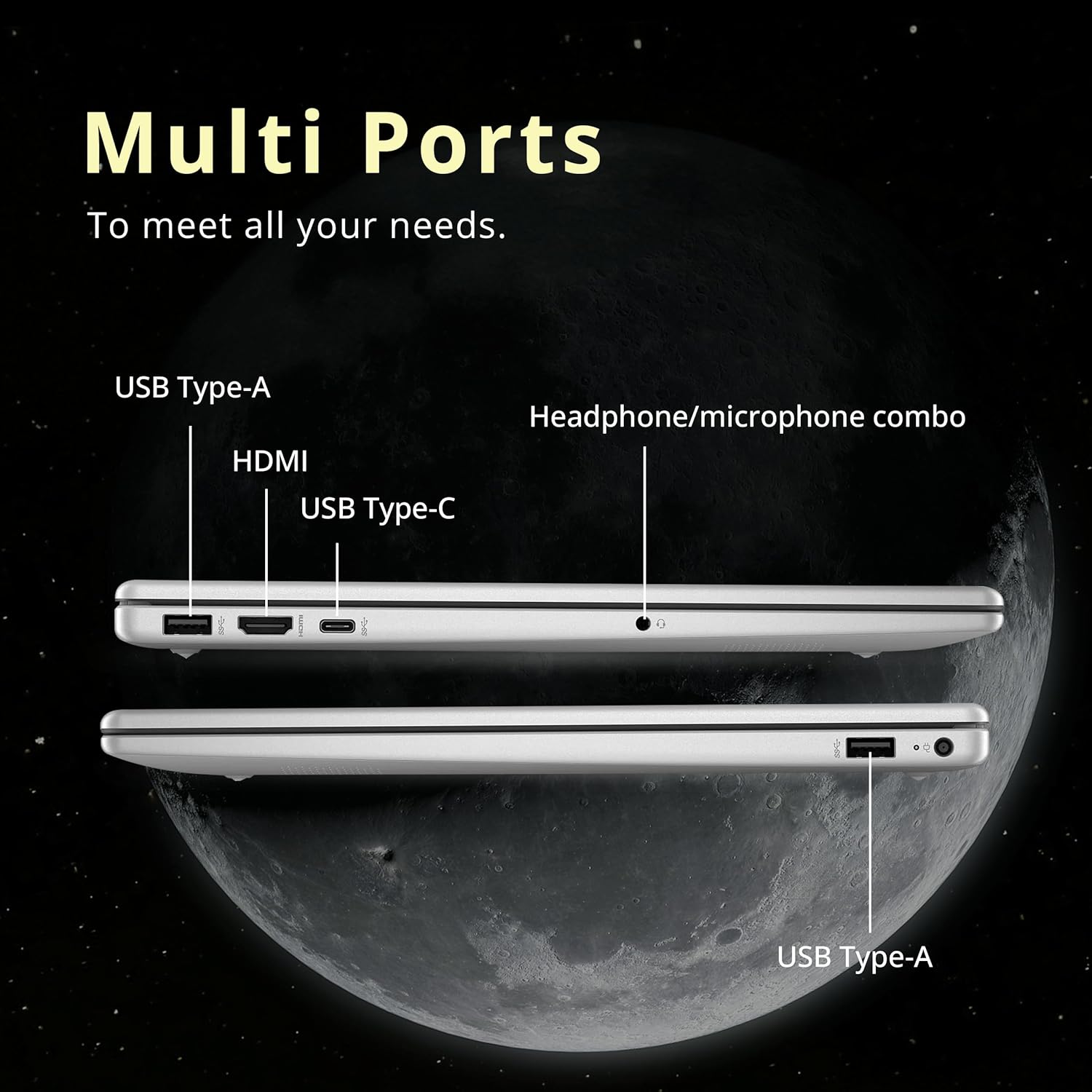 Multi Ports To meet all your needs. USB Type-A Headphone/microphone combo HDMI USB Type-C USB Type-A