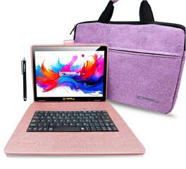 LINSAY - 10.1" Octa Core 256GB Storage Android 15 with Unique Oracle Keyboard Case and Tablet Briefcase - Pink