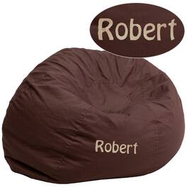 Flash Furniture - Duncan Personalized Oversized Solid Bean Bag Chair for Kids and Adults - Brown