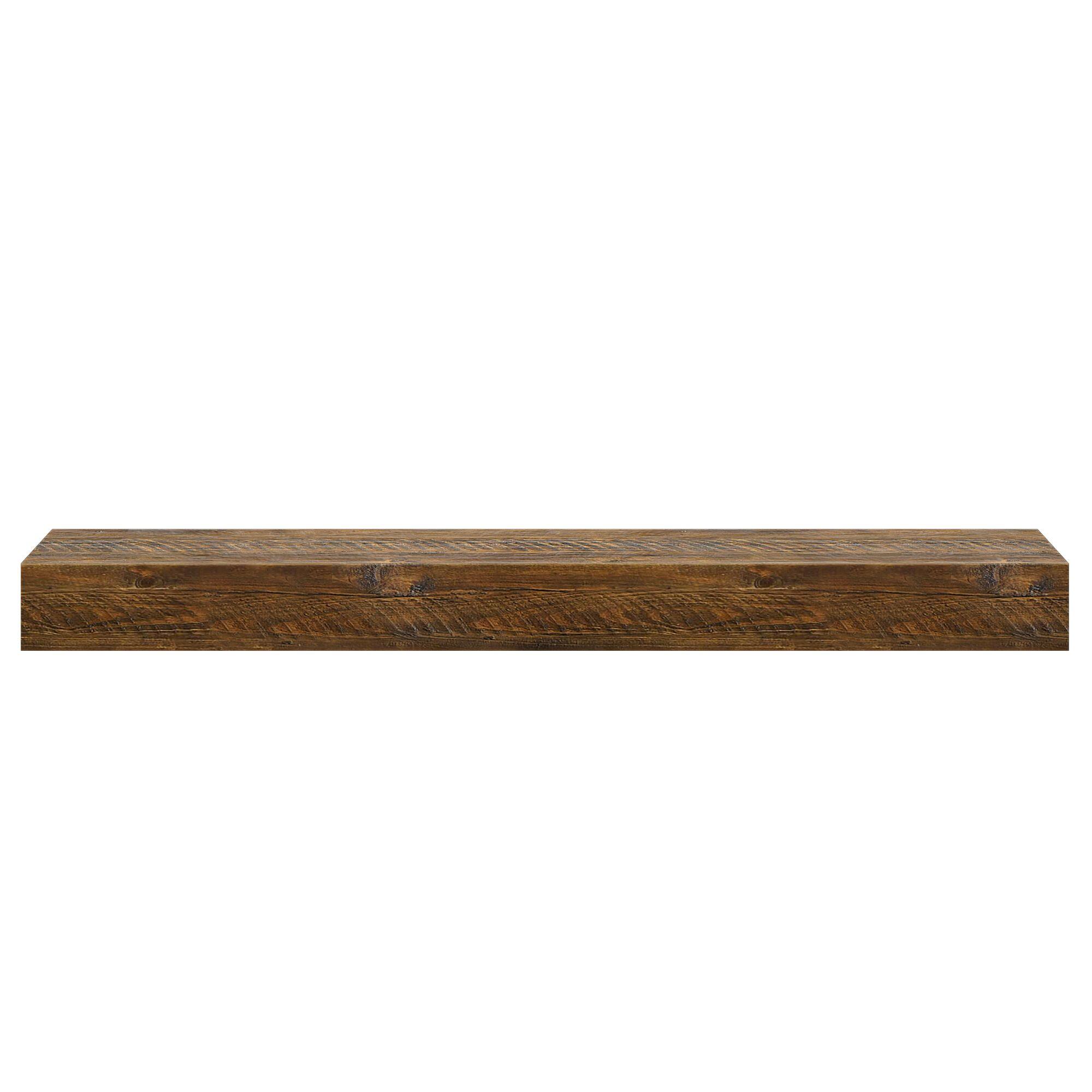 Alt View 8. Plank+Beam - Rustic Floating Shelf/Fire Beam (60in / 1524mm), Rustic Barnwood - Rustic Barnwood.