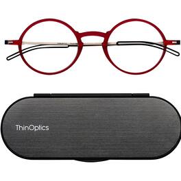 ThinOptics - Manhattan 2.5 Strength Reading Glasses with Milano Case - Red