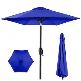 Best Choice Products - 7.5ft Heavy-Duty Outdoor Market Patio Umbrella w/ Push Button Tilt, Easy Crank - Cobalt Blue