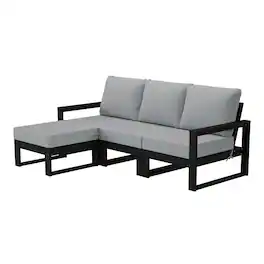 WestinTrends - Montara 4-Piece Outdoor HDPE Patio Sofa Sectional Set with Waterproof Cushions - Light Gray