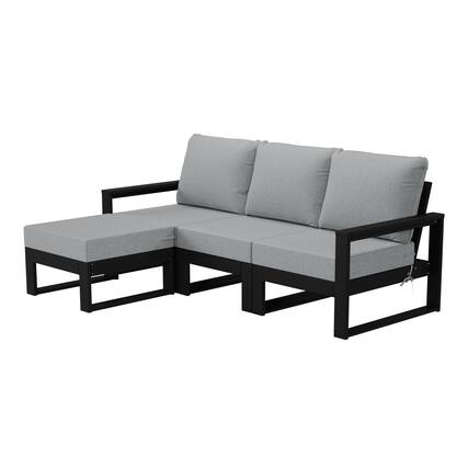 Front. WestinTrends - WestinTrends Montara 4-Piece Outdoor HDPE Patio Sofa Sectional Set with Waterproof Cushions - Light Gray.