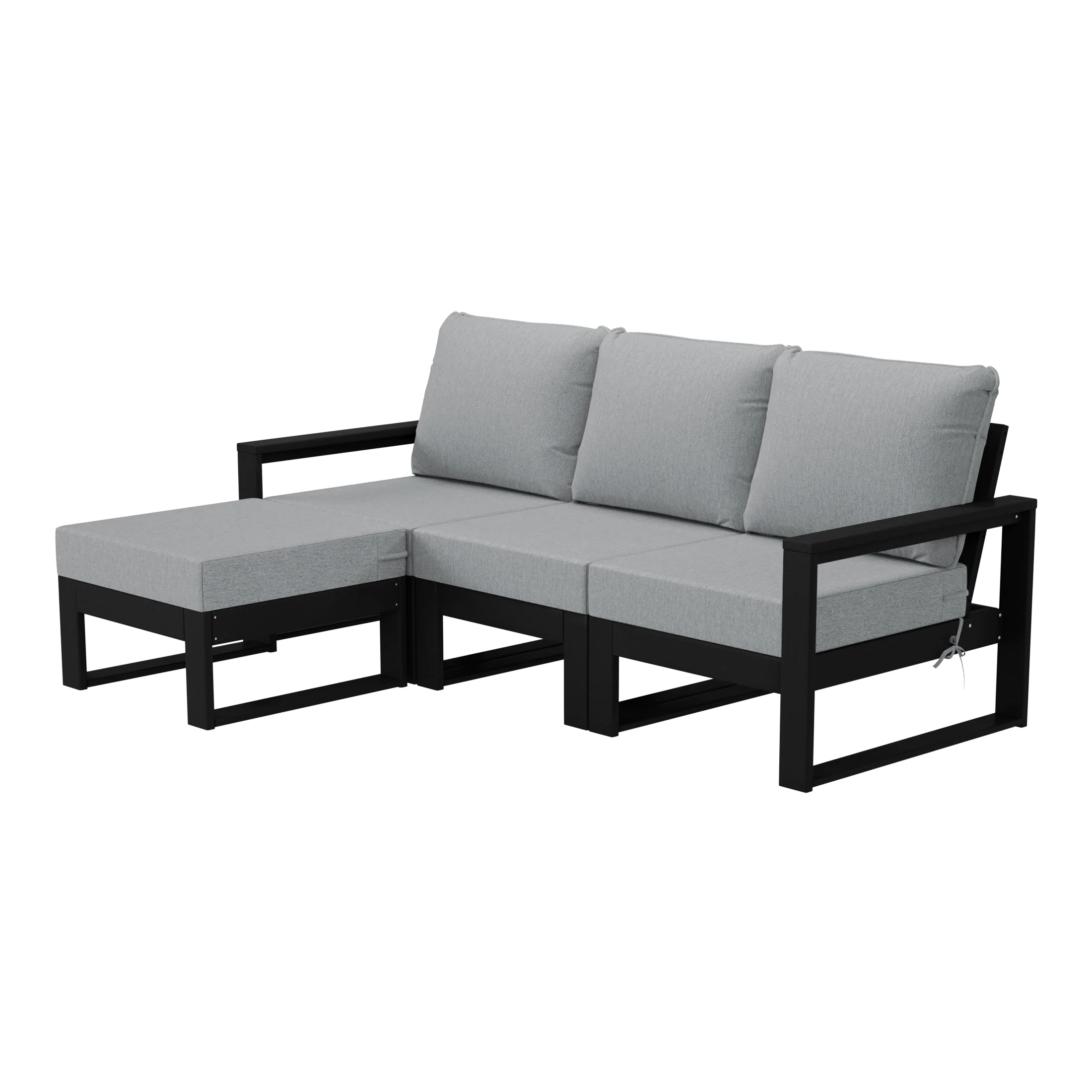 Front. WestinTrends - WestinTrends Montara 4-Piece Outdoor HDPE Patio Sofa Sectional Set with Waterproof Cushions - Light Gray.