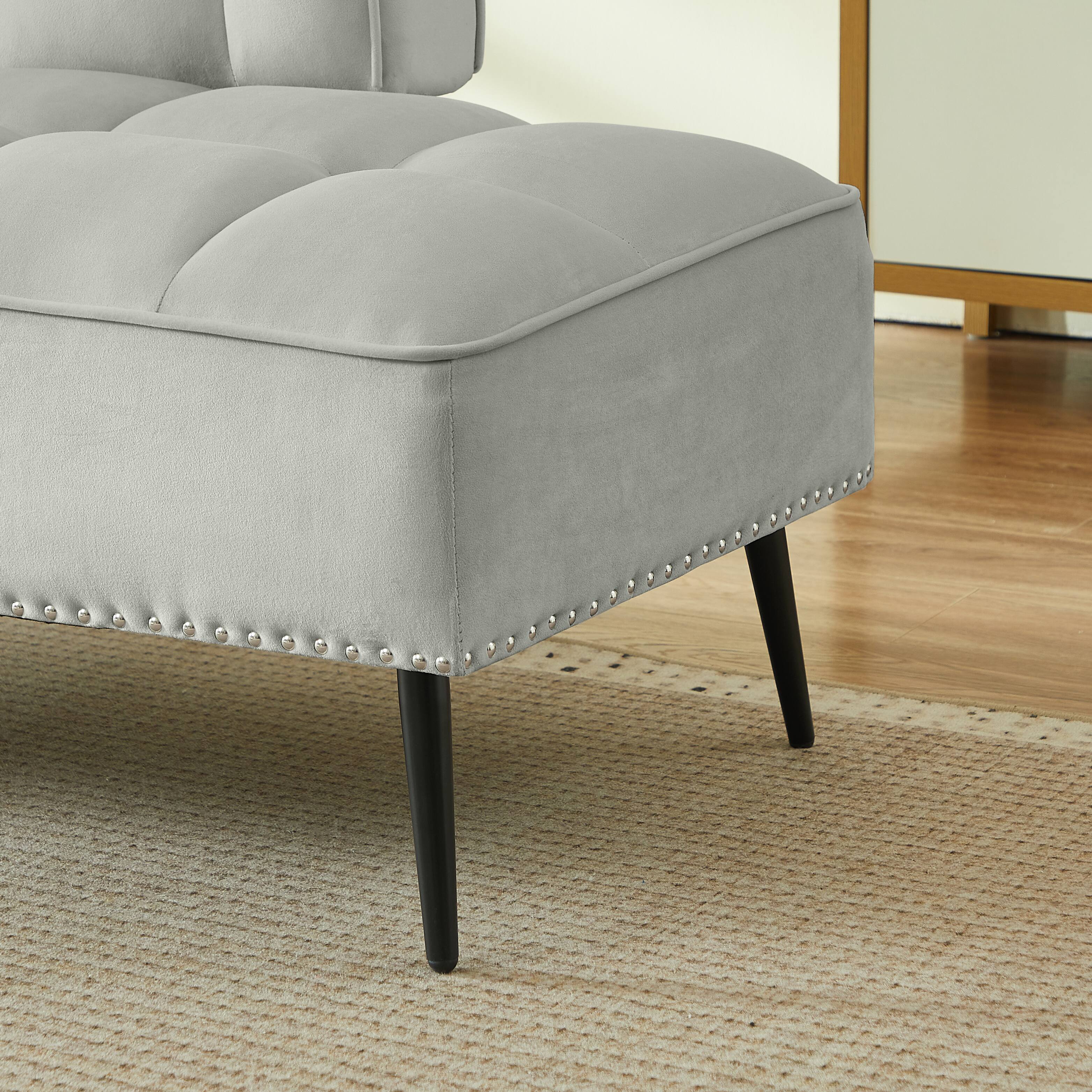 Alt View 1. Z-Edge - 54" Comfy Velvet Loveseat Sofa, 2 Seater Deep Seat Couch with Backrest & 360° Rotating Side Table for Living Room Office - Gray.