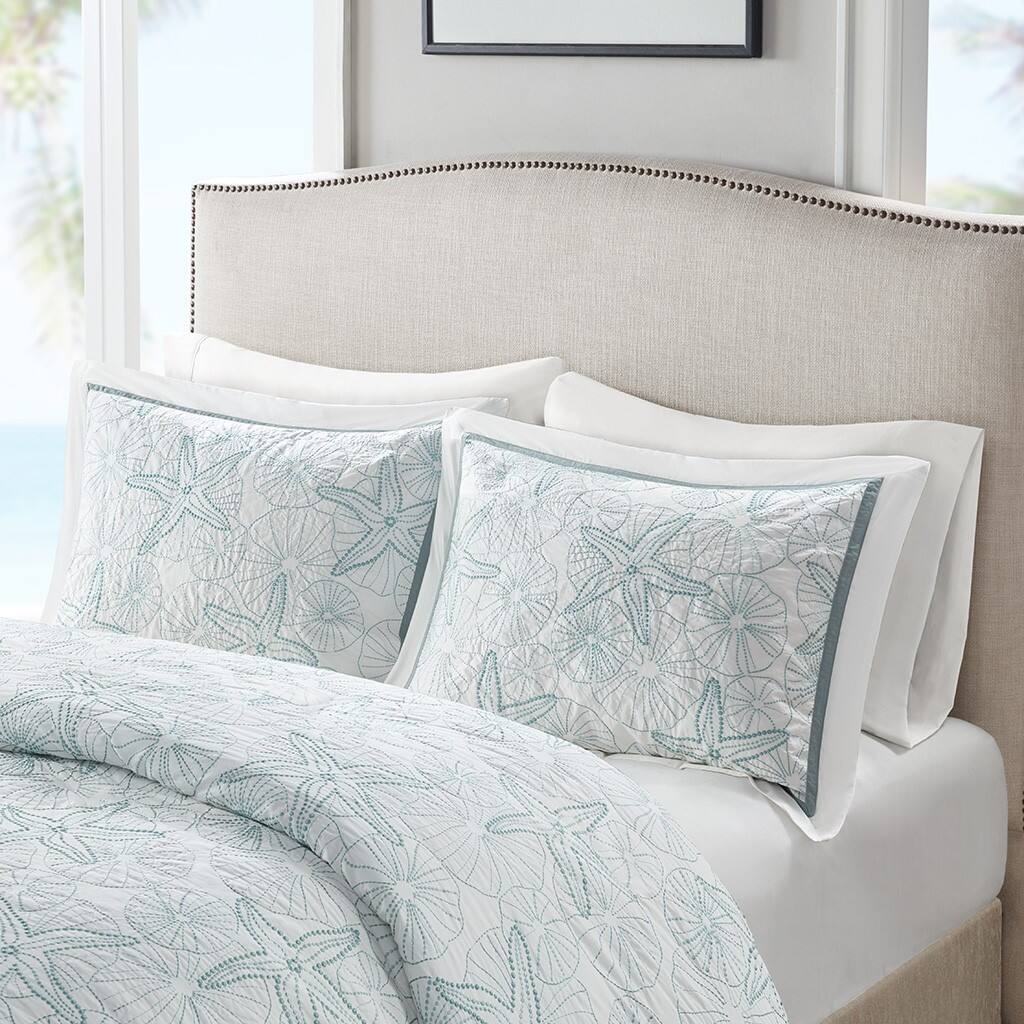 Alt View 3. Gracie Mills - Gracie Mills Celina Coastal Duvet Cover Set - White.