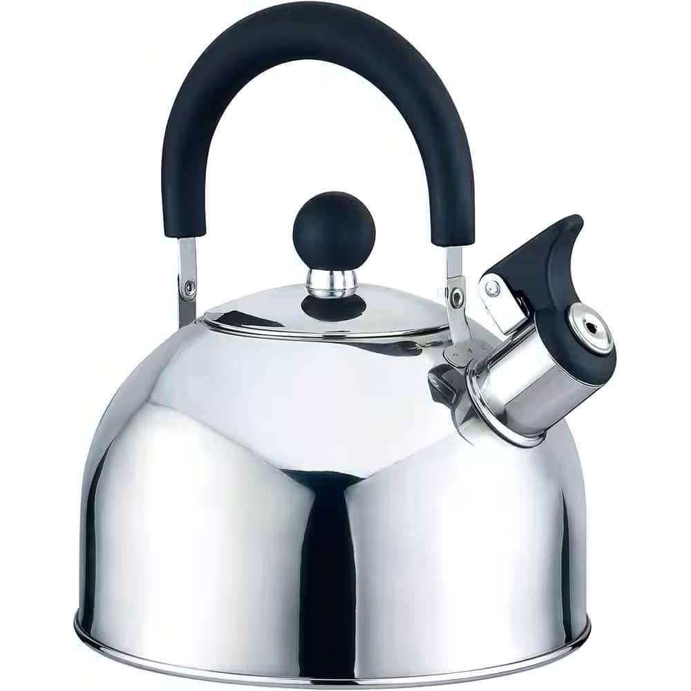 SlickBlue - Stainless Steel 2.5 Qt Whistling Teapot Kettle with Cool-Touch Handle - Silver
