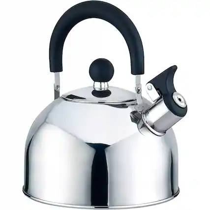Front. SlickBlue - Stainless Steel 2.5 Qt Whistling Teapot Kettle with Cool-Touch Handle - Silver.
