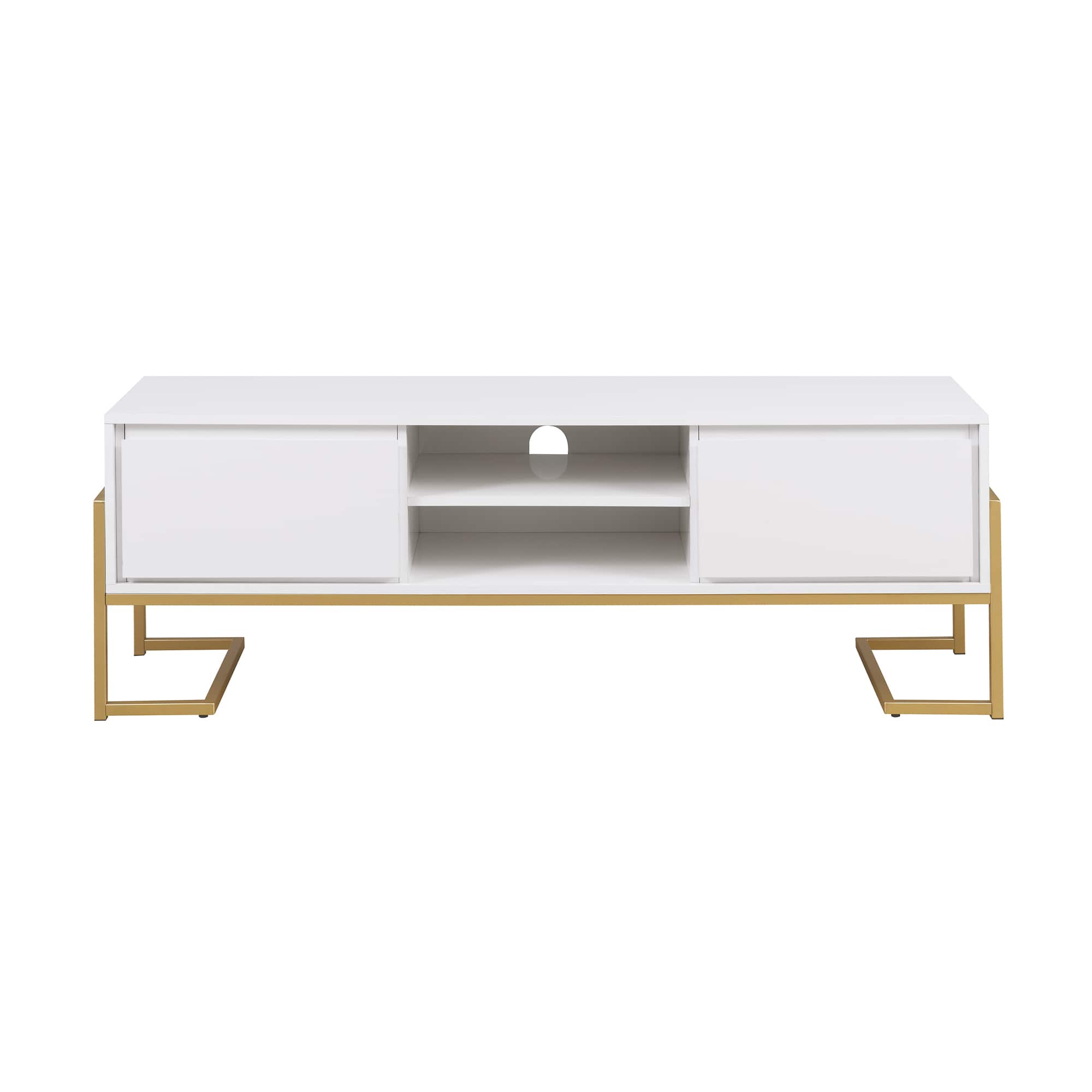 Front. Walker Edison - Modern Glam TV Stand - Solid White.