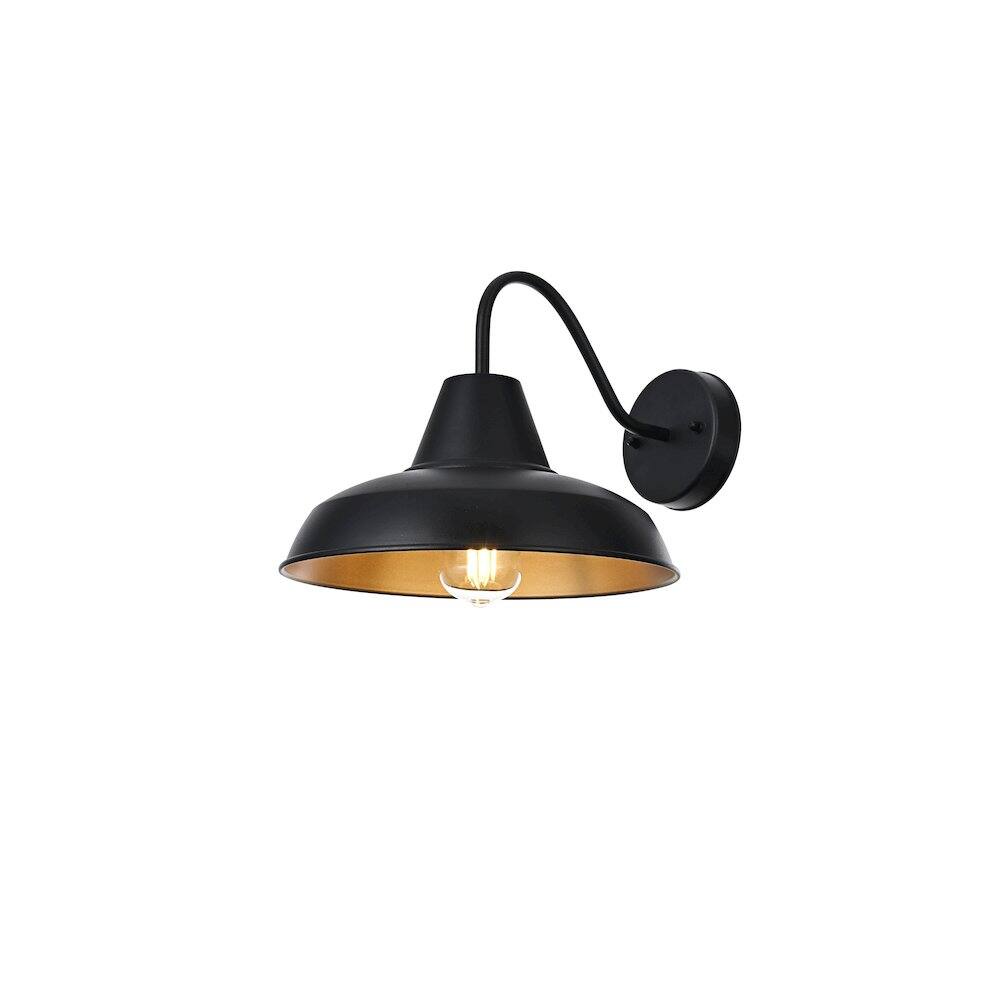 Back. Elegant Lighting - Tinsley 15 inch Outdoor Wall sconce in Black - Black And Clear.