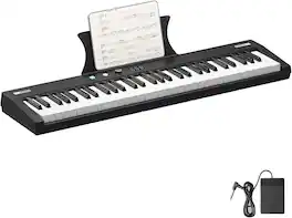 Qeetex - 61-Key Semi-Weighted Keyboard Piano, Portable Electric Piano for Beginners and Professionals, Digital Piano