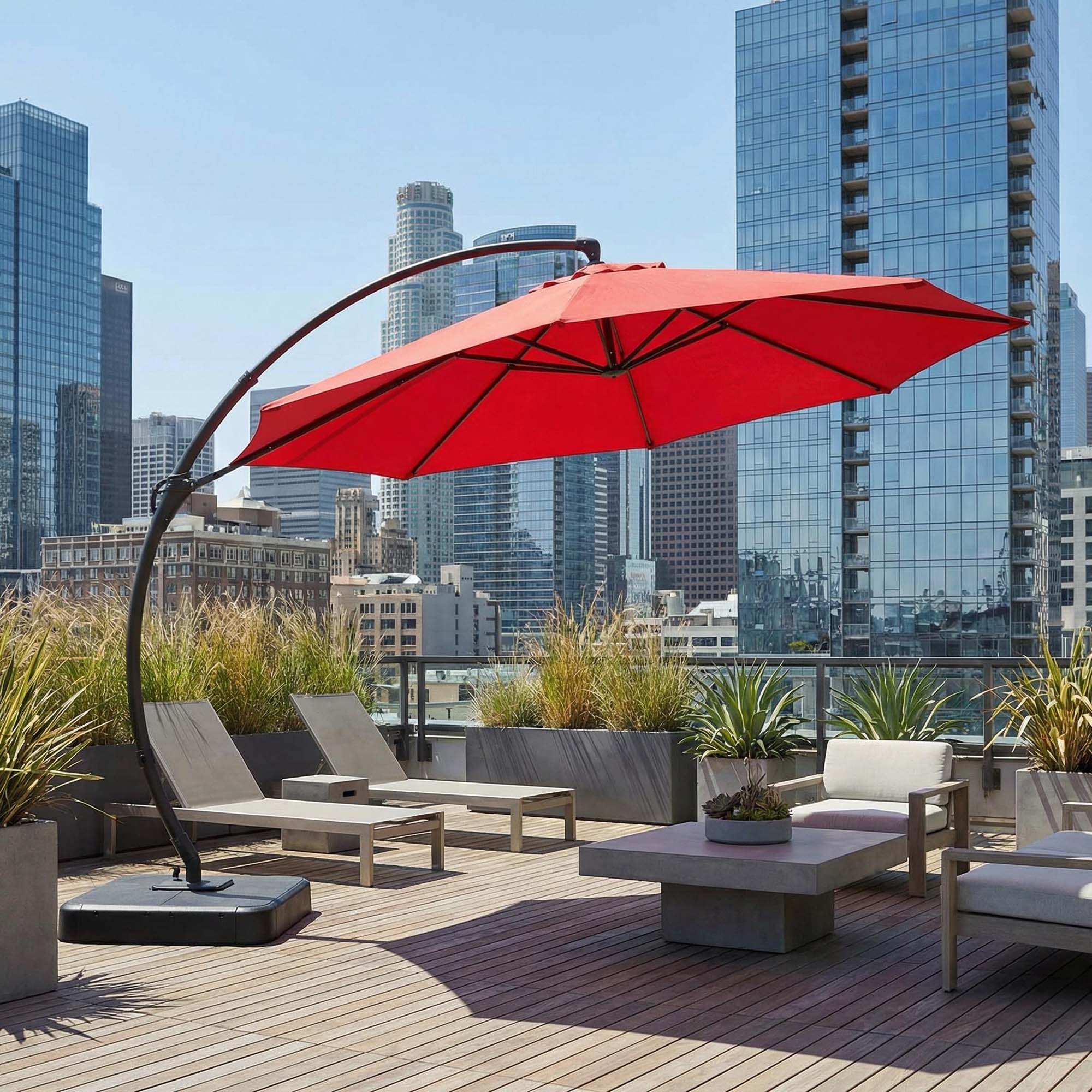 Alt View 5. Boyel Living - 11ft New Brick Red Luxury Cantilever Patio Umbrella UV Protection - Red.