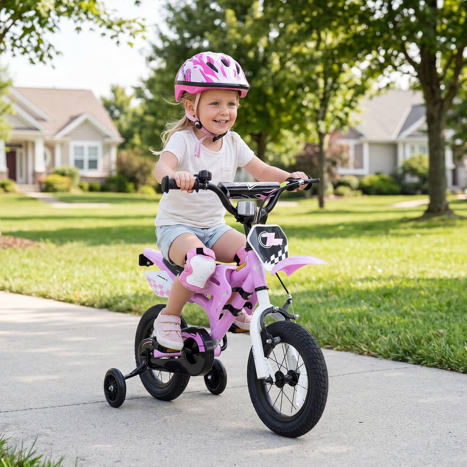 Alt View 1. Costway - Costway 12" Kids Bike with Removable Training Wheels, Dual Brake System for Ages 3-4 Years - Purple.