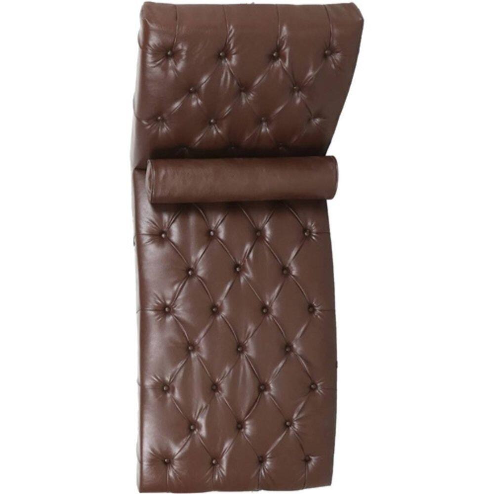 Left. Hivvago - Brown PU Leather Upholstered Armless Chaise Lounge Chair with Lumbar Pillow - Brown.