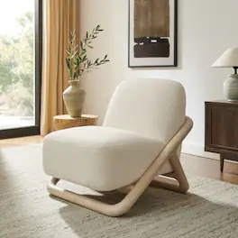 Vander Textured Fabric Accent Chair by Modway - Oak Cream