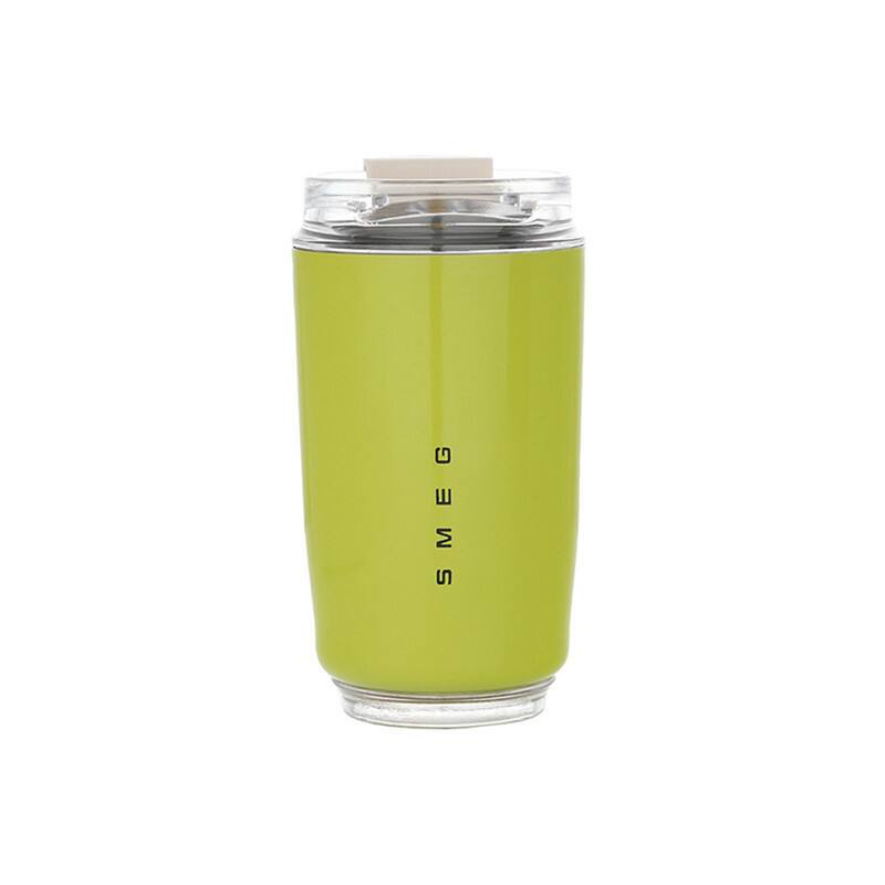Left. SMEG - 12OZ SMEG Stainless Steel Insulated Vacuum Coffee Wall Travel Mug - Green.