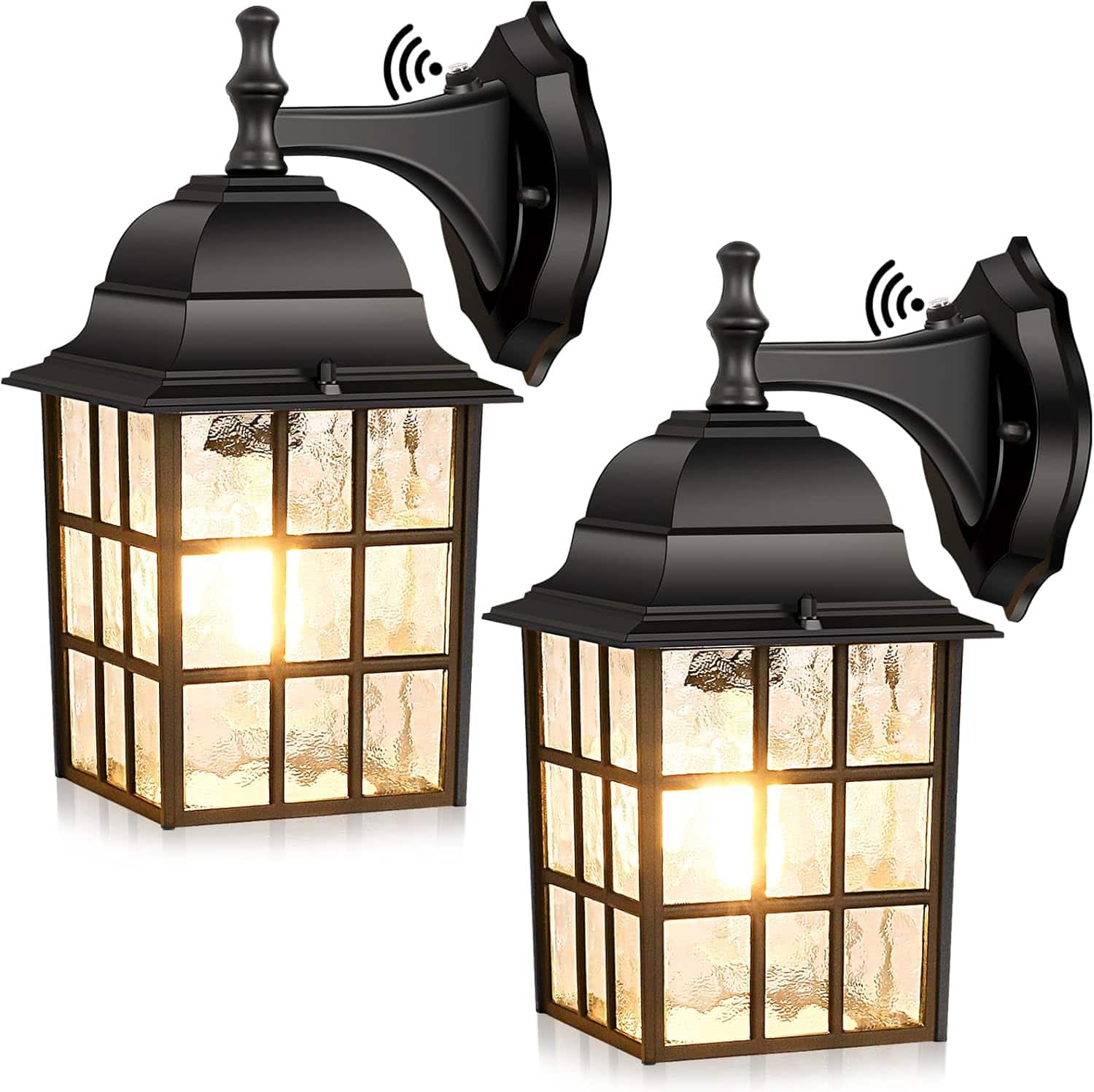 Nordic Hygge - 2-Pack Dusk to Dawn Outdoor Wall Lantern, Exterior Light Fixtures with Photocell Sensor, Wall Light Waterproof - Black