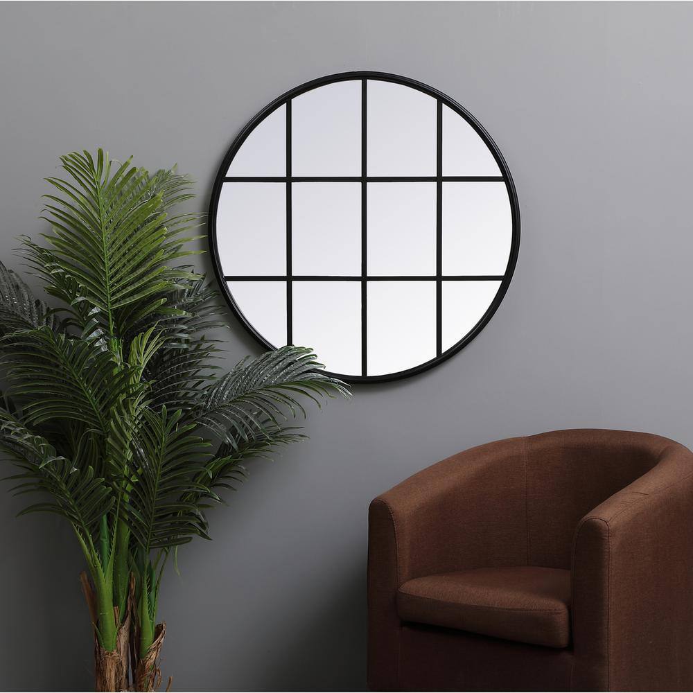 Alt View 3. Elegant Decor - Metal windowpane mirror 32 inch x 32 inch in Black - Black.