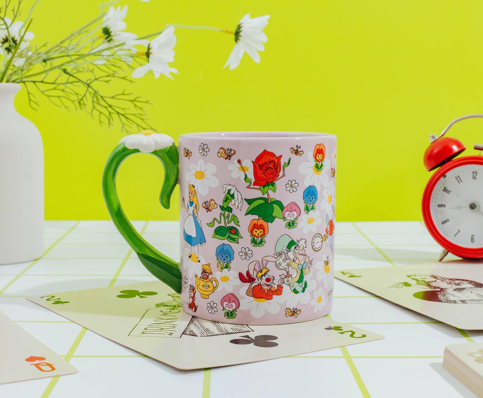 Alt View 4. Silver Buffalo - Disney Alice In Wonderland Flowers Ceramic Mug With Sculpted Handle | 22 Ounces - Pink.