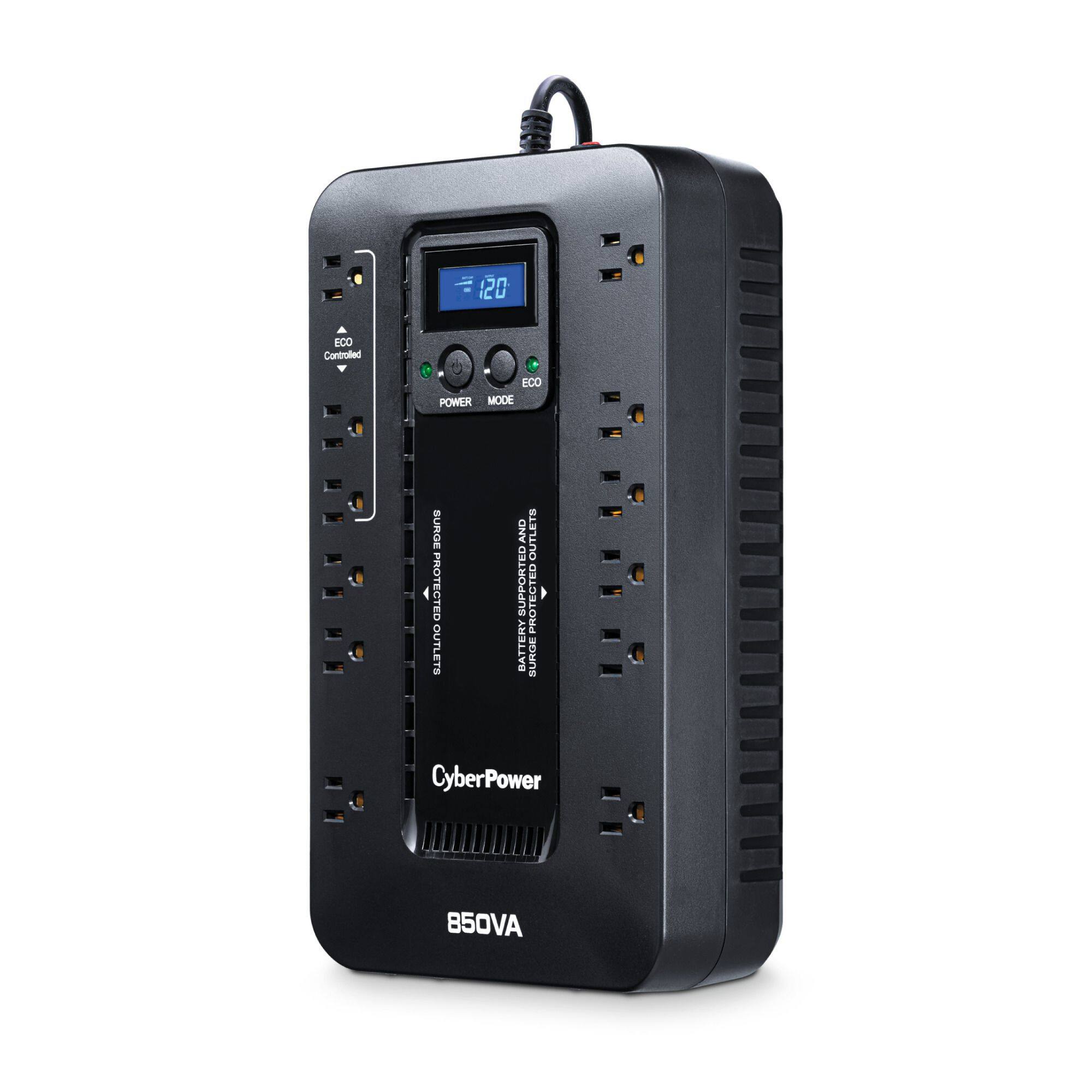 120 BCO Controlled ECO POWER MODE SURGE PROTECTED OUTLETS AND OUTLETS ED SUPPORTED PROTEC BATTERY SURGE CyberPower 850VA