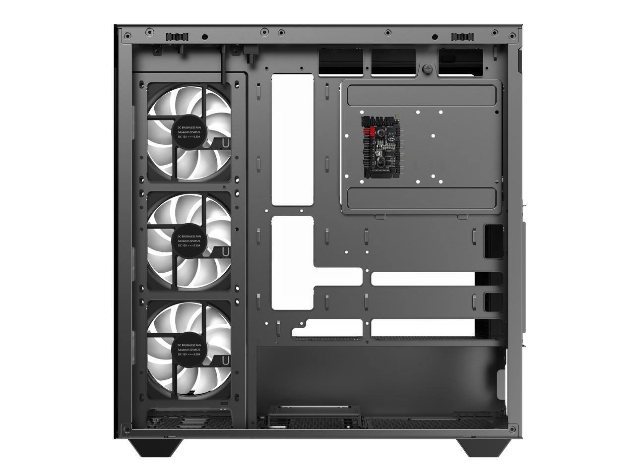 Alt View 10. DIYPC - DIYPC ARGB-N6-BK Black ATX Case w/ Tempered Glass & 4 ARGB Fans - Black.
