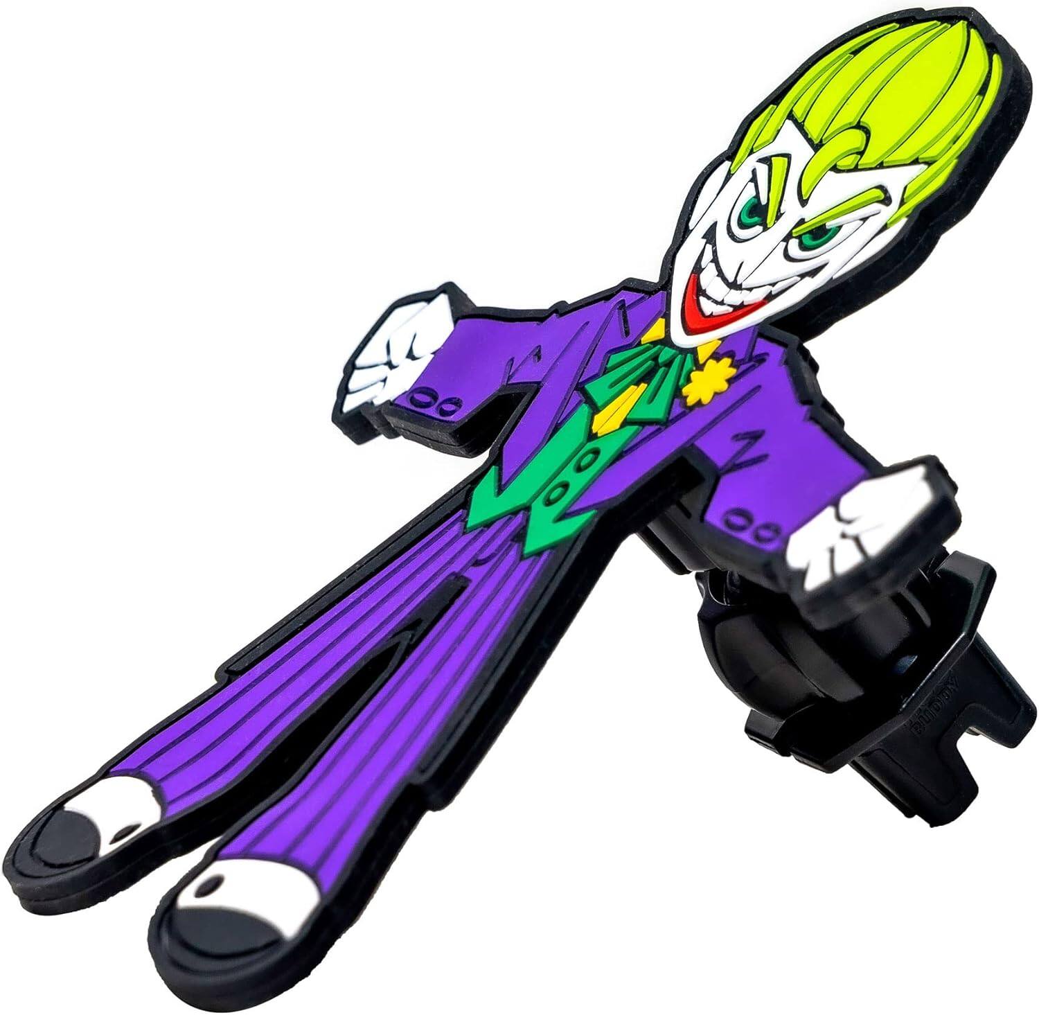 Left. Amber Sporting Goods - Hug Buddy The Joker Cellphone Holder, Multicolor, 360-Degree Swivel, Steel and Silicone - Multicolor.