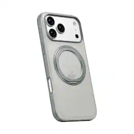 Dteck - Translucent Magnetic Case for Apple iPhone 17 Pro with 360 Degree Metal Ring Stand,Shockproof Matte PC+TPU Cover - Gray